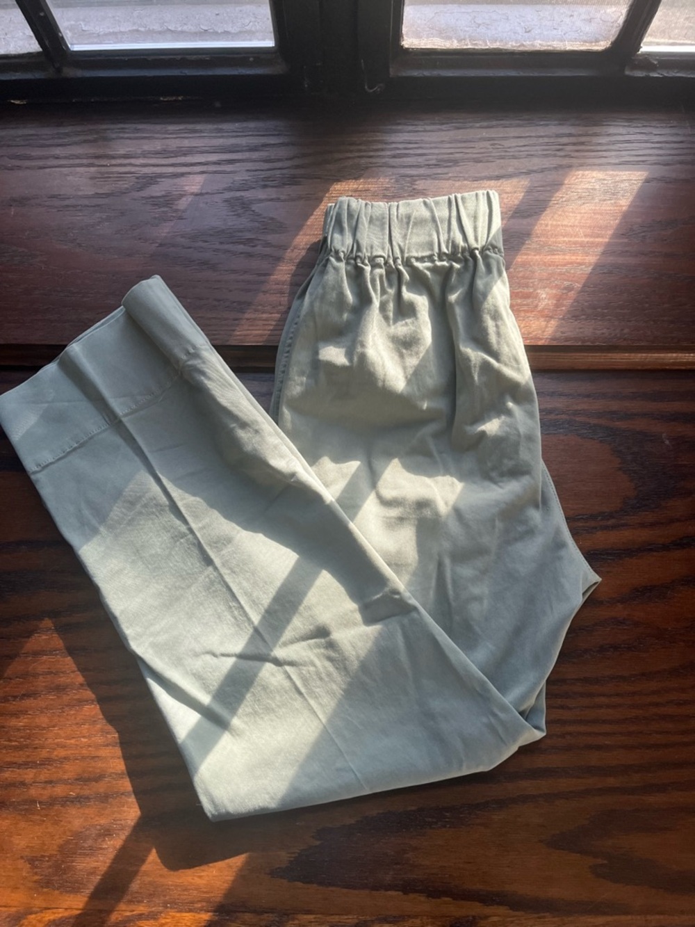 Olive green Elastic Waist Pants